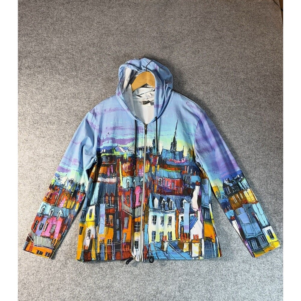 Dolcezza XL 18713 Multicolor Cityscape Art Print Hooded Jacket